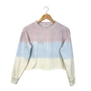 Spiritual Gangster Cropped Sweatshirt Tie Dye Multicolor Ombre Stripe, Size XS